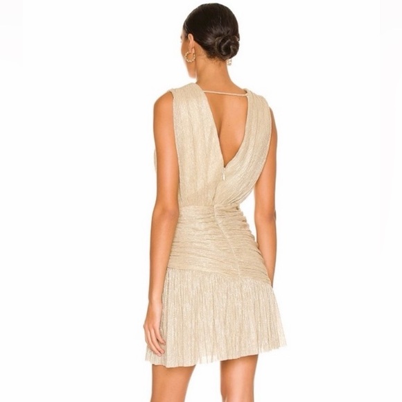 BCBGMAXAZRIA Ruched Mini Dress in Gold - Picture 10 of 11